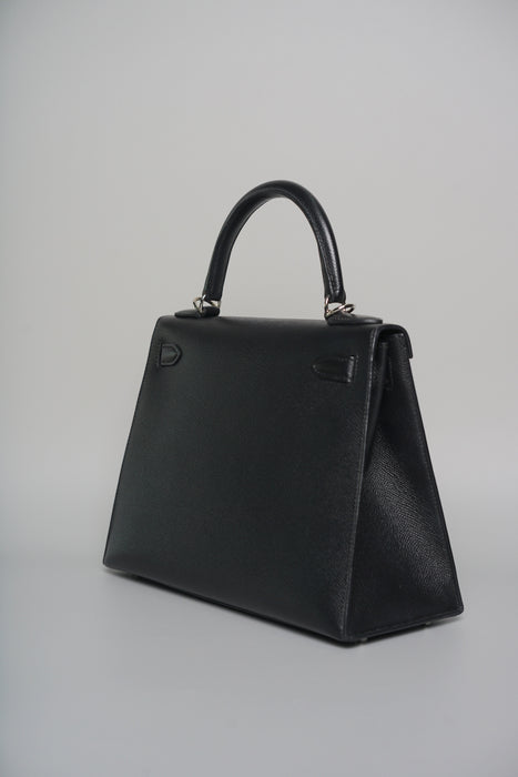 Hermes Kelly 28 in Black Epsom Sellier Phw