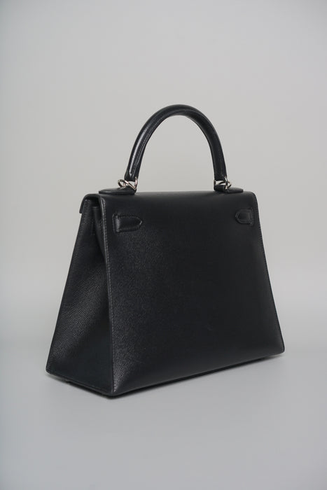Hermes Kelly 28 in Black Epsom Sellier Phw