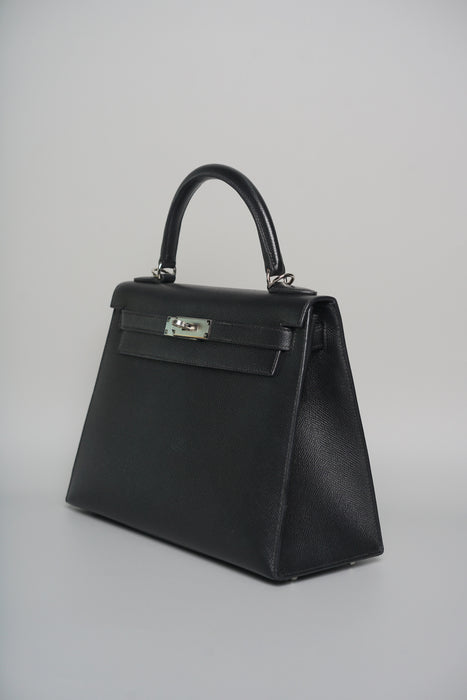 Hermes Kelly 28 in Black Epsom Sellier Phw