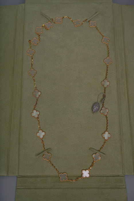 VCA Vintage Alhambra necklace, 20 motifs, White mop, Yellow Gold (Brand New)