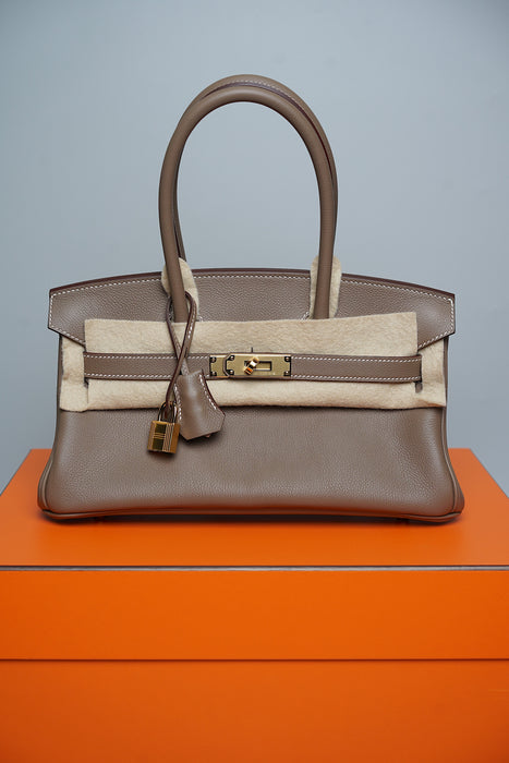 Hermes Birkin Shoulder 29 in Etoupe Evercolor Ghw (Brand New)