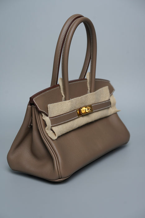 Hermes Birkin Shoulder 29 in Etoupe Evercolor Ghw (Brand New)