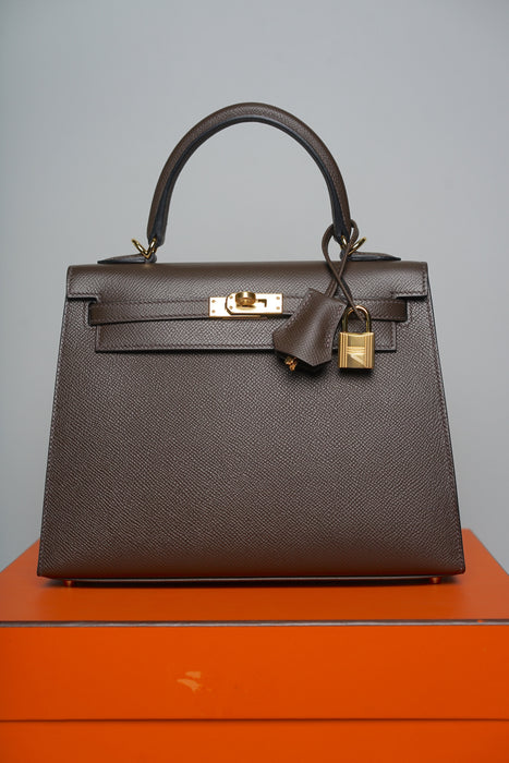 Hermes Kelly 25 in Ecorce Epsom Ghw
