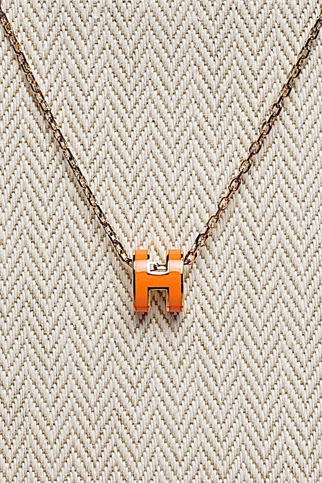 Hermes Pop H Necklace in Orange Ghw (Brand New)