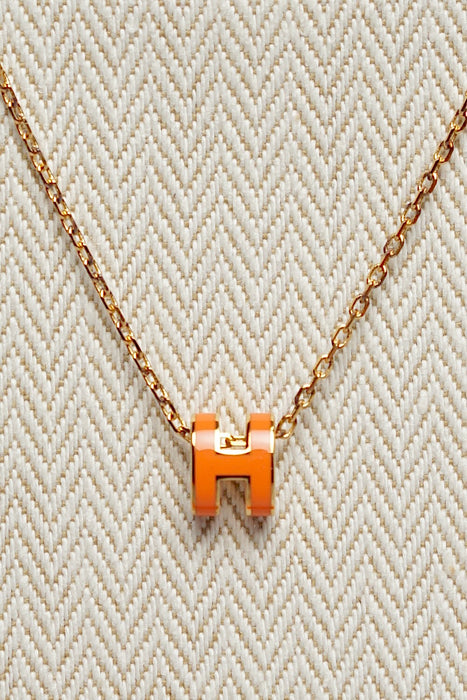 Hermes Pop H Necklace in Orange Ghw (Brand New)