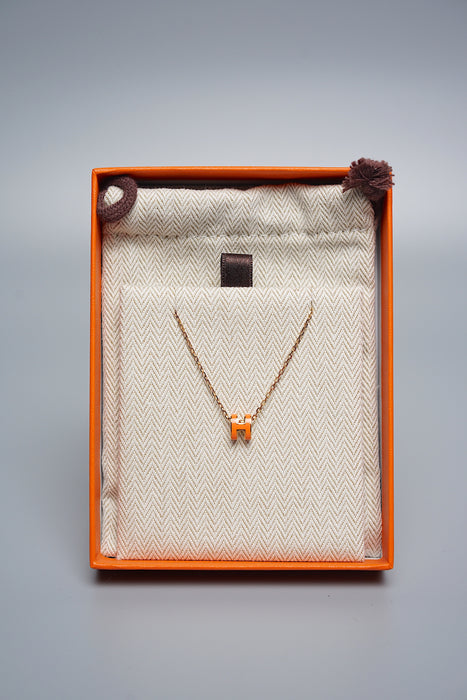 Hermes Pop H Necklace in Orange Ghw (Brand New)