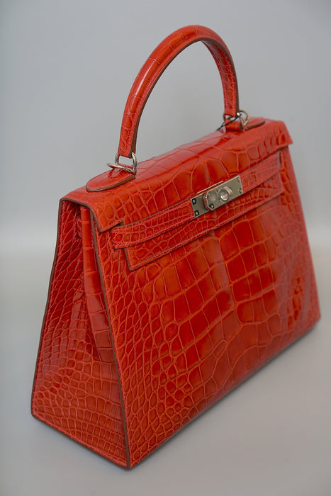Hermes Kelly 28 in Braise Shiny Alligator Phw