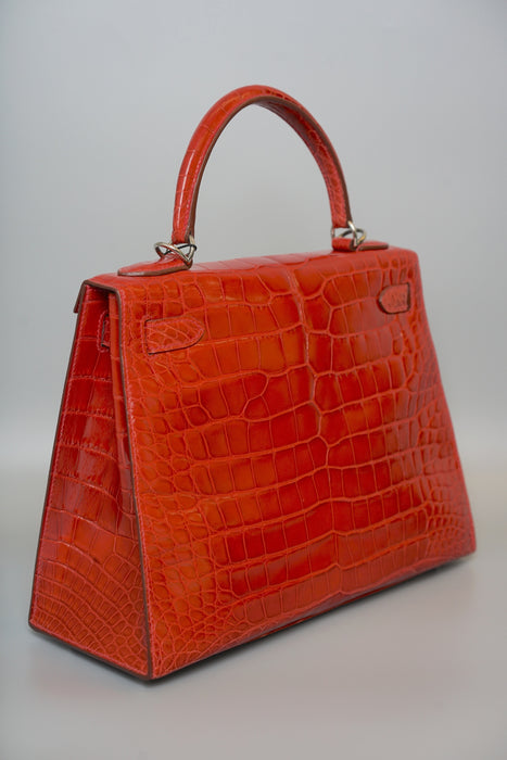 Hermes Kelly 28 in Braise Shiny Alligator Phw
