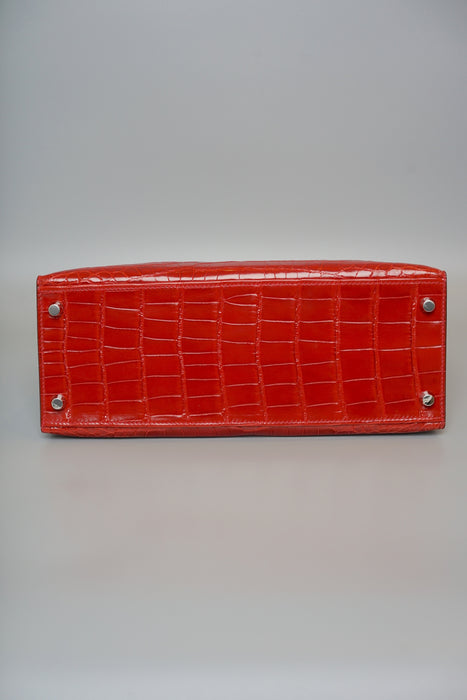 Hermes Kelly 28 in Braise Shiny Alligator Phw