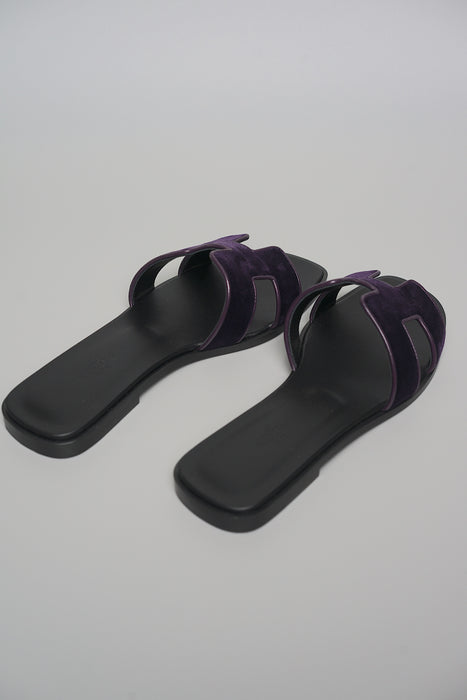 Hermes Oran Sandal in Violet Fonce Size 37.5 (Brand New)