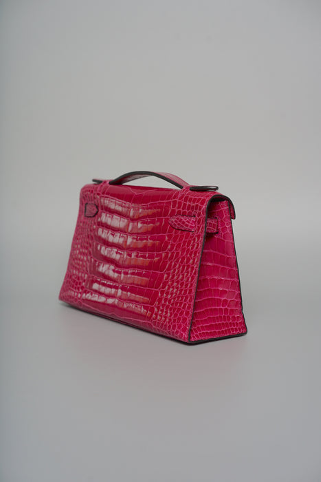 Hermes Kelly Pochette in Rose Scheherazade Shiny Phw