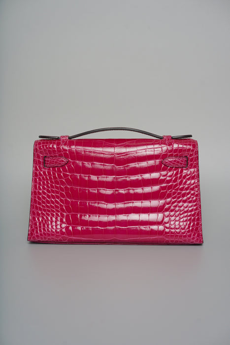Hermes Kelly Pochette in Rose Scheherazade Shiny Phw