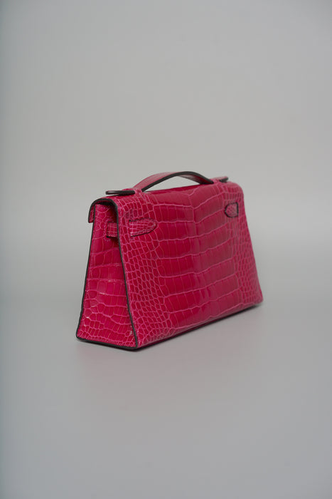 Hermes Kelly Pochette in Rose Scheherazade Shiny Phw