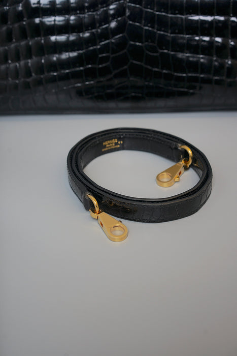 Hermes Kelly 28 in Black Shiny Niloticus Ghw ( Brand New)