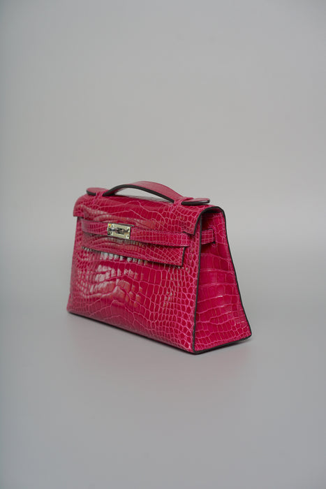 Hermes Kelly Pochette in Rose Scheherazade Shiny Phw