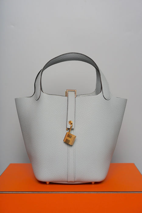 Hermes Picotin 18 Clemence in Gris Pantin Ghw (Brand New)