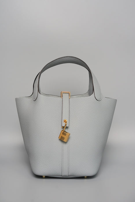 Hermes Picotin 18 Clemence in Gris Pantin Ghw (Brand New)