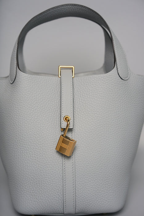 Hermes Picotin 18 Clemence in Gris Pantin Ghw (Brand New)