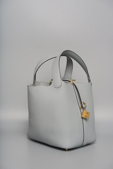 Hermes Picotin 18 Clemence in Gris Pantin Ghw (Brand New)