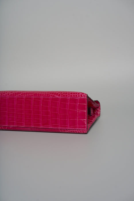Hermes Kelly Pochette in Rose Scheherazade Shiny Phw