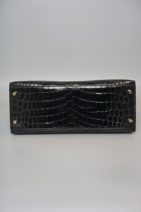 Hermes Kelly 28 in Black Shiny Niloticus Ghw ( Brand New)