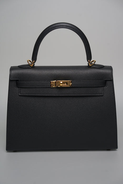 Hermes Kelly II Sellier 25 in Noir Ghw