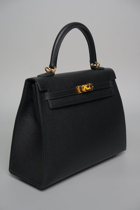 Hermes Kelly II Sellier 25 in Noir Ghw
