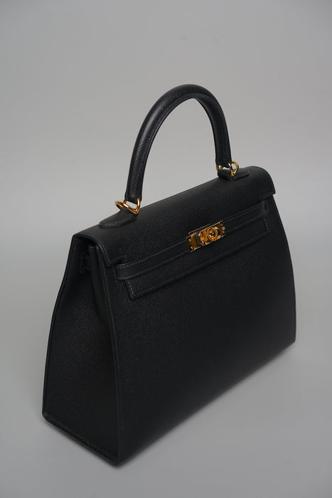 Hermes Kelly II Sellier 25 in Noir Ghw