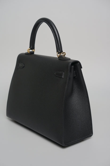Hermes Kelly II Sellier 25 in Noir Ghw