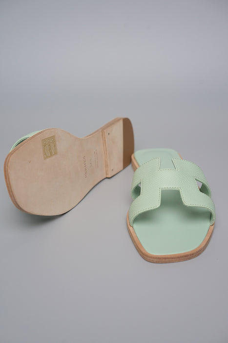 Hermes Oran Sandals in Vert Jade Size 37.5 (Brand New)