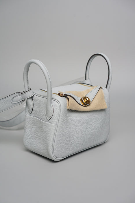 Hermes Mini Lindy in Bleu Pale Ghw (Brand New)