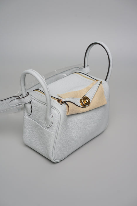Hermes Mini Lindy in Bleu Pale Ghw (Brand New)