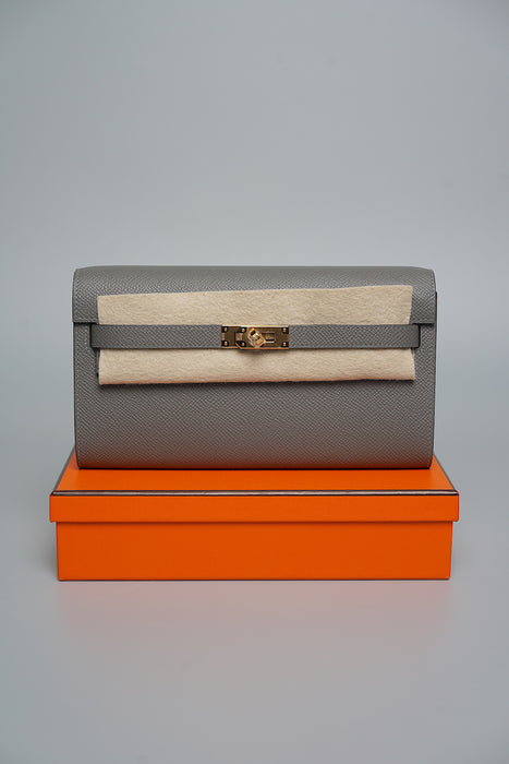 Hermes Kelly To Go in Gris Meyer Ghw (Brand New)