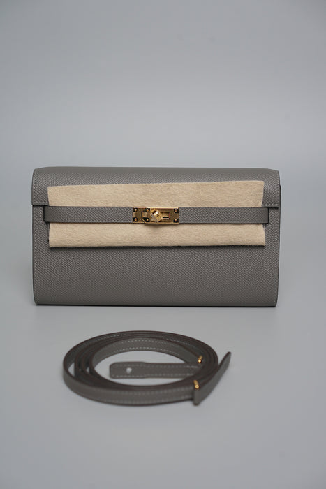 Hermes Kelly To Go in Gris Meyer Ghw (Brand New)