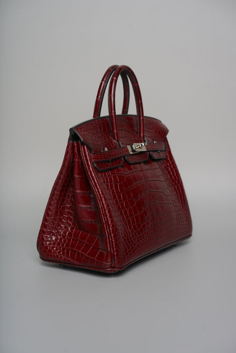 Hermes Birkin 25 in Burgundy / Bordeaux Matte Alligator Phw