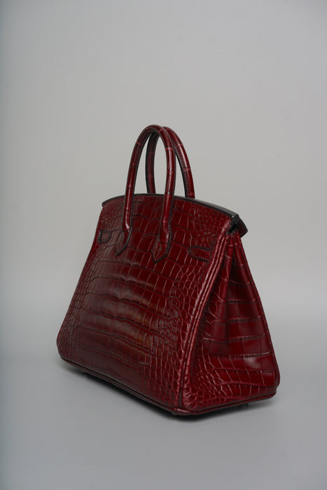Hermes Birkin 25 in Burgundy / Bordeaux Matte Alligator Phw