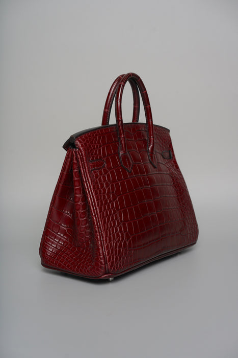 Hermes Birkin 25 in Burgundy / Bordeaux Matte Alligator Phw