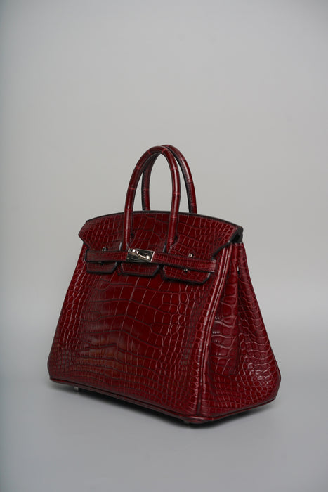 Hermes Birkin 25 in Burgundy / Bordeaux Matte Alligator Phw