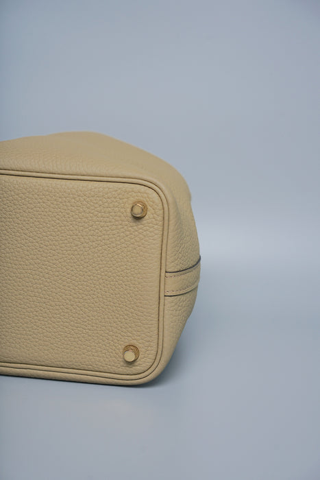 Hermes Picotin 18 Clemence in Beige Marfa Ghw