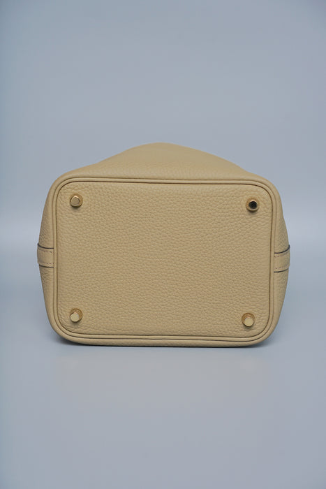 Hermes Picotin 18 Clemence in Beige Marfa Ghw