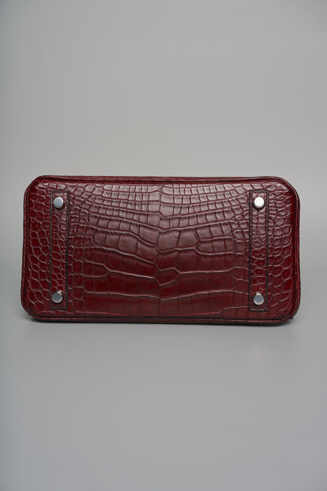Hermes Birkin 25 in Burgundy / Bordeaux Matte Alligator Phw