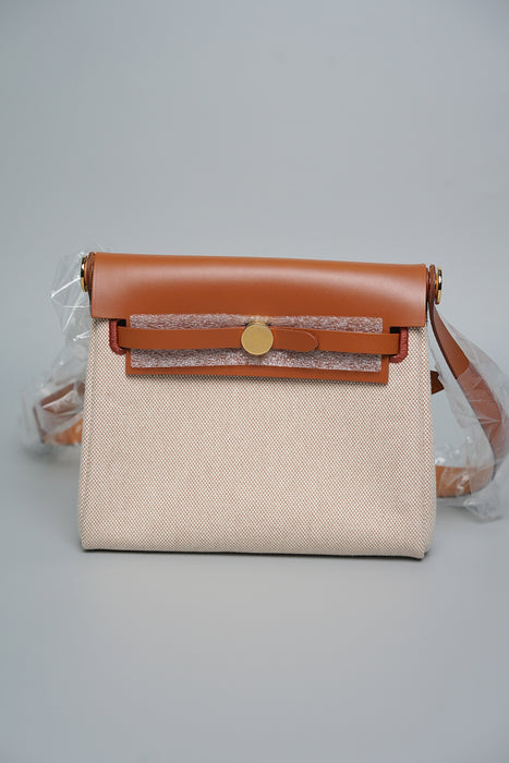 Hermes Mini Herbag in Ecru Beige/Fauve Ghw (Brand New)