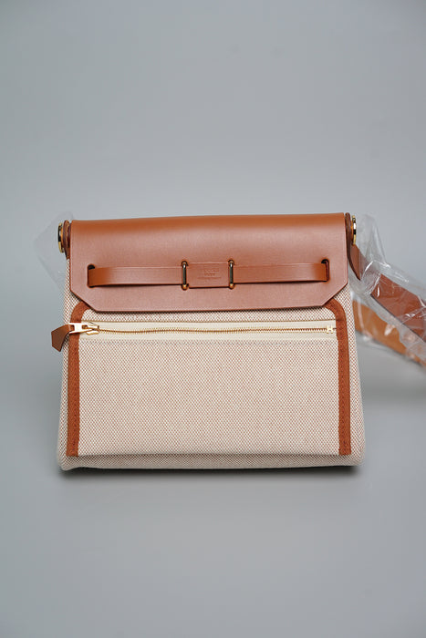 Hermes Mini Herbag in Ecru Beige/Fauve Ghw (Brand New)
