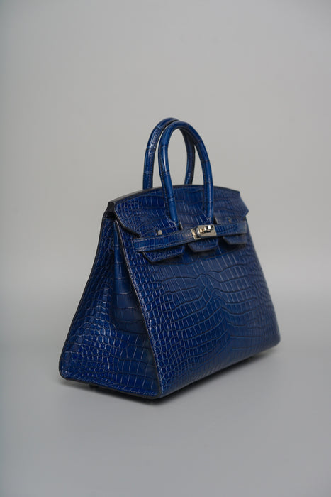 Hermes Birkin 25 in Aizome Porosus Crododile Phw