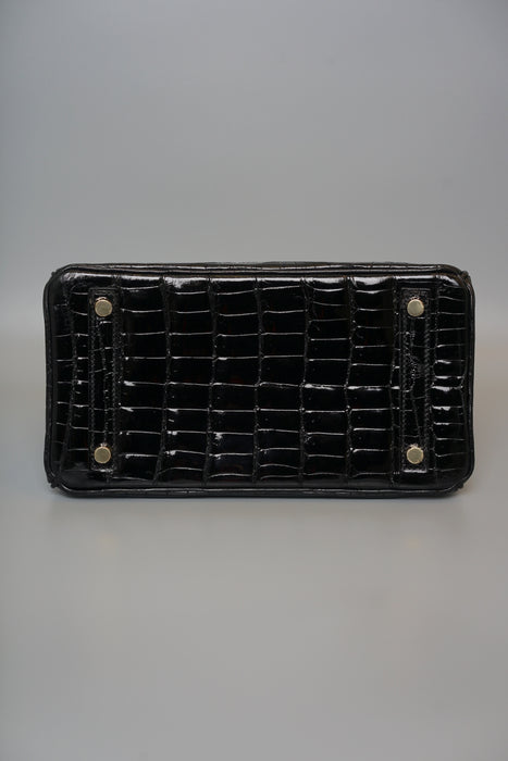 Hermes Birkin 25 in Black Shiny Niloticus Ghw (Brand New)