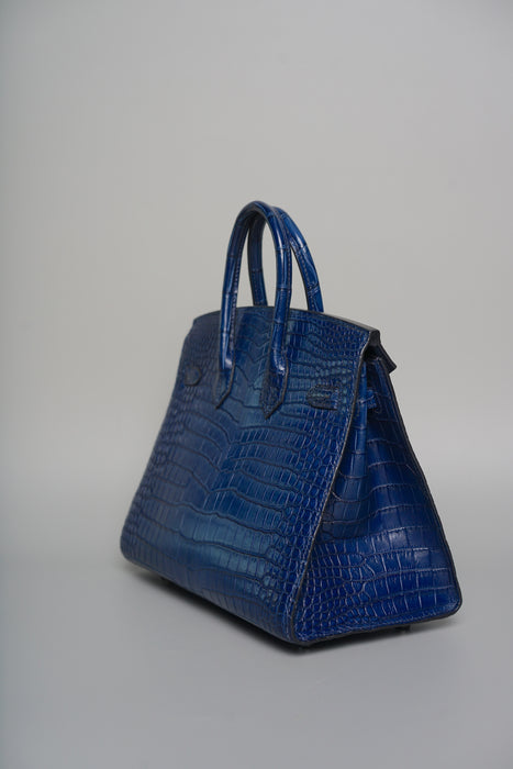 Hermes Birkin 25 in Aizome Porosus Crododile Phw