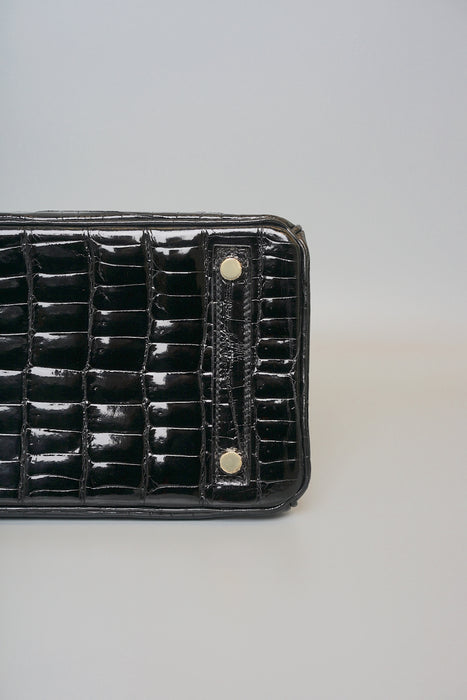 Hermes Birkin 25 in Black Shiny Niloticus Ghw (Brand New)