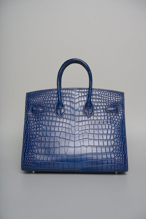 Hermes Birkin 25 in Aizome Porosus Crododile Phw