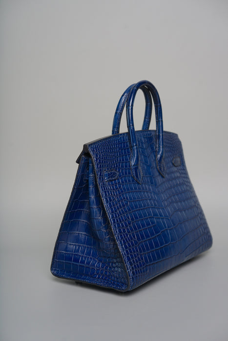 Hermes Birkin 25 in Aizome Porosus Crododile Phw