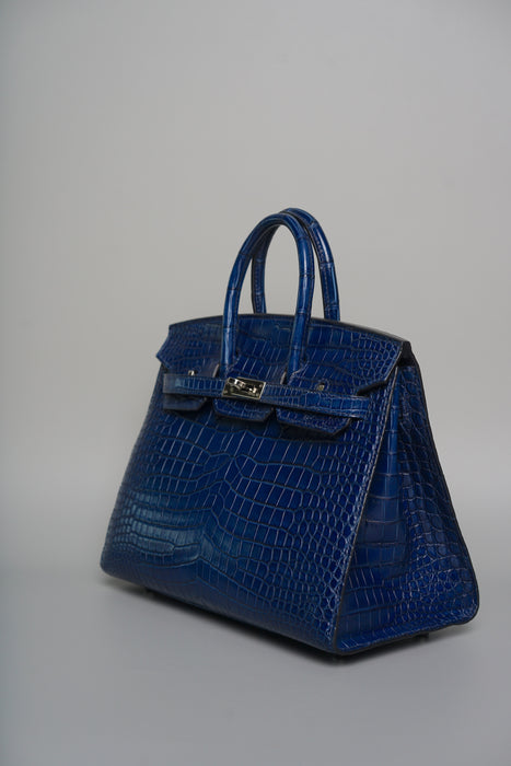 Hermes Birkin 25 in Aizome Porosus Crododile Phw